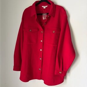 Coldwater Creek Vibrant Red Textured Jacket, Size 2X, Never worn